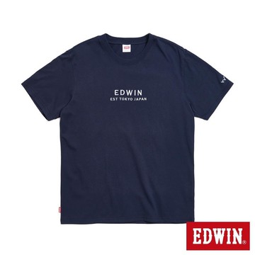 EDWIN 男裝 簡約刺繡印花短袖T恤 (丈青色)