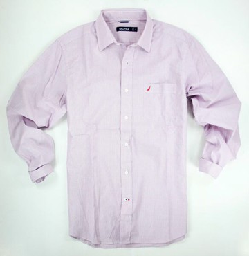 美國百分百【全新真品】Nautica 帆船牌 休閒 紅藍 格紋 長袖襯衫 柔軟 純棉 美國帶回 M號