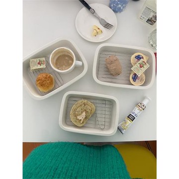 阿寶-自制ins方形白色陶瓷烤盤餐盤配菜瀝水盤料理早餐廚房烘培盤
