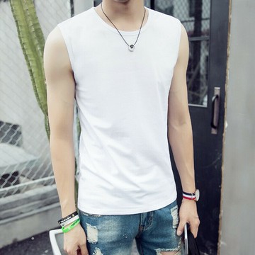 純棉男士背心|大碼90公斤男裝上衣|夏季新款無袖運動衫|緊身薄款背心|寬鬆汗衫上衣男|簡約韓版背心|純色羅紋布打底衫
