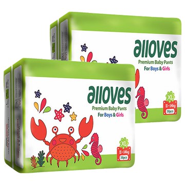 alloves 佰分愛 褲型尿布 男女共用 11~14kg  XL  76片