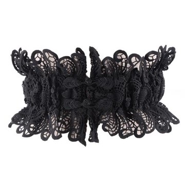 春夏腰封外搭女士蕾絲復古襯衫連衣裙裝飾時尚束腰松緊寬腰帶黑色