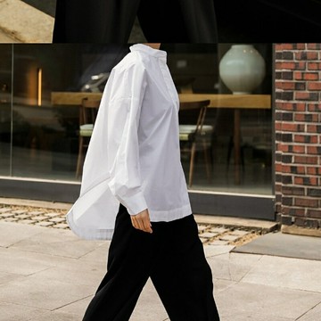 【巴黎精品】現貨+預購 襯衫長袖上衣-棉質寬鬆前短後長女裝2色a1go8