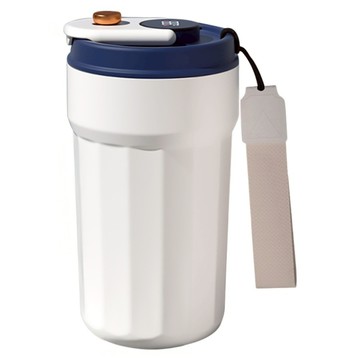 測溫316不鏽鋼陶瓷內膽保溫咖啡杯 450ml  藍色  1個