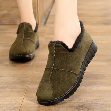 冬季老北京布鞋女棉鞋平底軟底工作鞋加絨保暖女鞋休閑中年媽媽鞋
