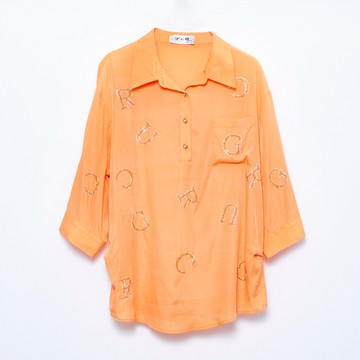 CLL巧玲瓏 亮片字母潮流襯衫上衣 9603537