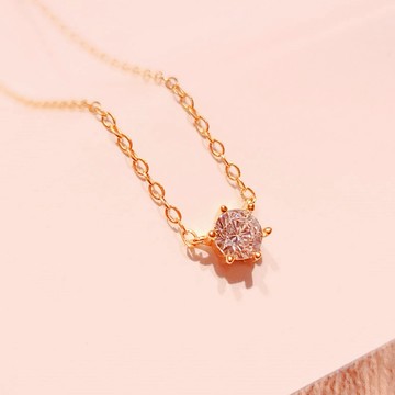 現貨商品【焦糖小姐Ms caramelo】925純銀 經典六爪鋯石項鍊 (K黃款)