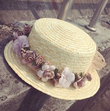 遮陽草帽花環沙灘帽-時尚海邊渡假防曬情人節生日禮物女帽子73eq48【正韓進口】【米蘭精品】