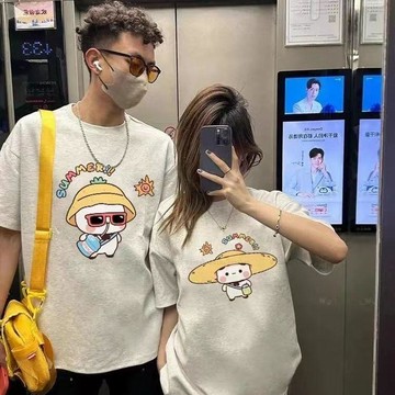 台灣發貨 布布一二情侶衣 一二布布情侶裝 夏裝短袖 純棉t恤 男生上衣 女生短袖 短袖T恤 上衣 情人節套裝 情人節禮物