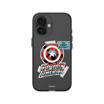 iPhone 16 Clear (相機按鈕) 酷墨灰 - 迪士尼-漫威 Marvel - 漫威系列 - 美國隊長 – 復古盾牌