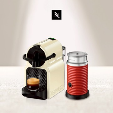 【Nespresso】膠囊咖啡機 Inissia 香草黃 紅色奶泡機組合 (贈咖啡組+膠囊折扣金)