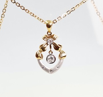 寶麗金珠寶-天然鑽石黃k金墜