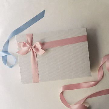 【加購】禮盒/禮物包裝 (附提袋) 客製化禮物 日系白紋緞帶禮盒