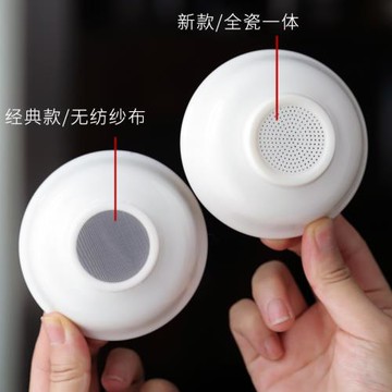 羊脂玉白瓷茶漏茶葉過濾器超細無紡布茶濾網創意茶器陶瓷茶斗配件