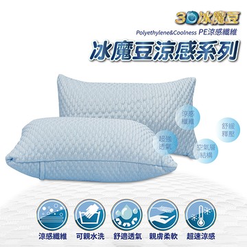 【多利寶寢具】VICTORIA_3D冰魔豆涼感靠墊-藍/灰