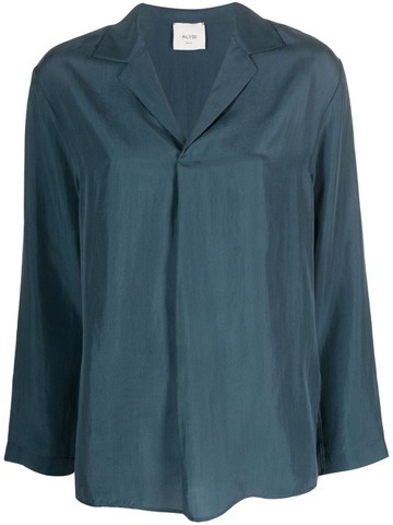 Alysi - notched-lapels silk shirt - women - Silk - 44 - Blue