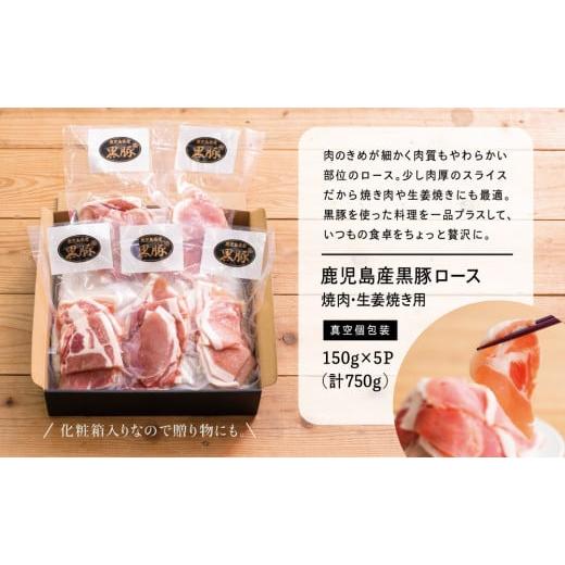 ふるさと納税 鹿児島県 南さつま市 黒豚 ロース 焼肉 ・ 生姜焼き用 750g （150g×5P）豚肉 ロース 焼肉 バーベキュー BBQ 生姜焼き 小分け 冷…