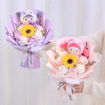 【台灣現貨】成品發貨 畢業花束 玩偶花束 畢業禮物 不會凋謝的創意花束 可愛狗狗 卡通玩偶 花束娃娃 生日禮物 畢業花束