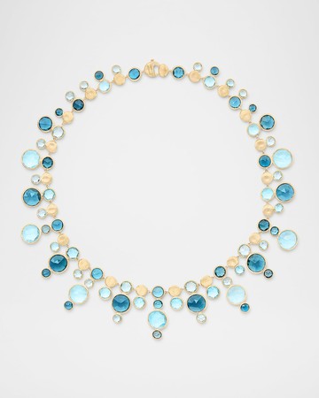 18K Yellow Gold Statement Round Topaz Choker Necklace