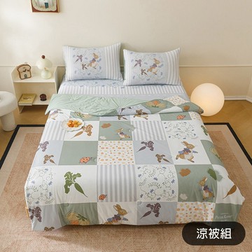 官網限定【PETER RABBIT比得兔】比得兔與V&A博物館聯名 拼布格 冰絲 床包涼被組
