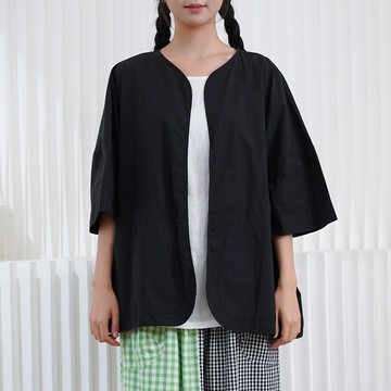 簡約無扣中袖口袋外套121576C