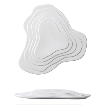 wandu 瓦讀 三角洲 4827餐盤 獨特造型陶瓷餐具  25 x 1.2cm  白色  1個