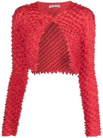 Alexander Wang - cropped snap front Shibori cardigan - women - Polyester - XS - Red