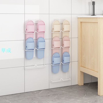 浴室拖鞋架鐵藝門後壁掛廁所鞋子瀝水收納神器衛生間免打孔置物架