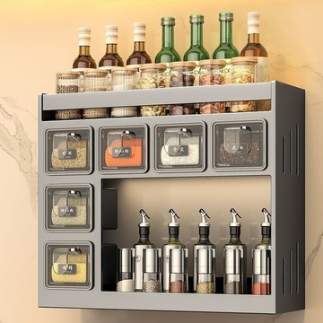 尚興 家用置物架調料架廚房油鹽醬醋壁掛收納架新款免打孔調料架