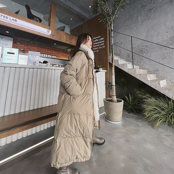 快速出貨/羽絨外套 長大衣 韓版羽絨服女過膝長款寬松鵝絨服新款狐貍毛立領高級超長外套