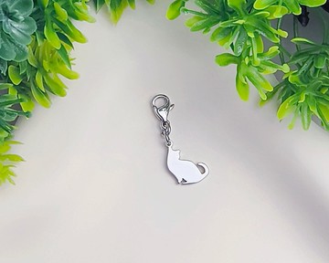 回頭的貓小吊飾- 貓咪剪影系列-抗敏醫療鋼