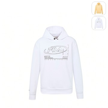 【FILA】男性 長袖 圓領連帽T恤-白色 1TEY-5100-WT