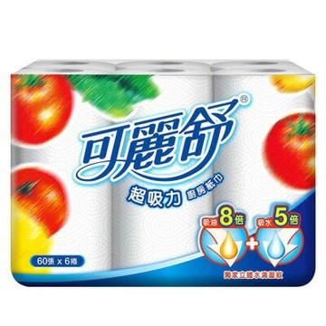 可麗舒廚房紙巾(60組/6捲/6包/袋)