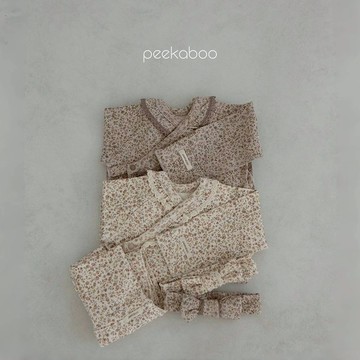 Peekaboo 肩荷葉花卉新生兒套裝｜新生兒衣服 新生兒髮帶 手腳套 寶寶髮帶 側開肚衣 寶寶衣服 嬰兒衣服 韓國童裝
