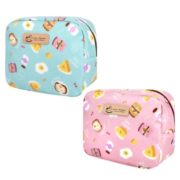 【uma hana】吃早餐囉台灣製造方型旅行防水的方化妝包(化妝包/旅行收納包/防水包)