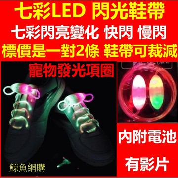 LED七彩發光鞋帶 閃光鞋帶 3模式夜光鞋帶 高雄現貨🛑附發票 彈性鞋帶 街舞鞋帶 寵物夜視項圈 貓狗發光項圈 項圈