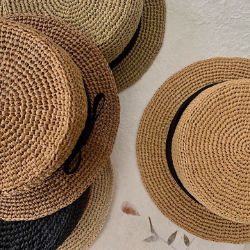 拉菲草船帽|手工縫製棉絲襯裡