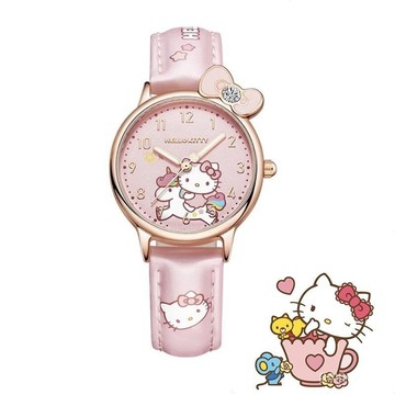 【臺灣-出貨】新款卡通HelloKitty玉桂狗庫咯米創意靜音高顔值學生女童石英手錶 RWHA