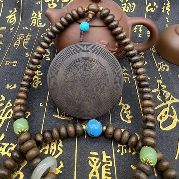 結緣小物🙏彌勒佛項鍊 檀香沉香木彌勒佛珠子吊牌平安吊墜工藝品文玩擺件民族風項鏈複古