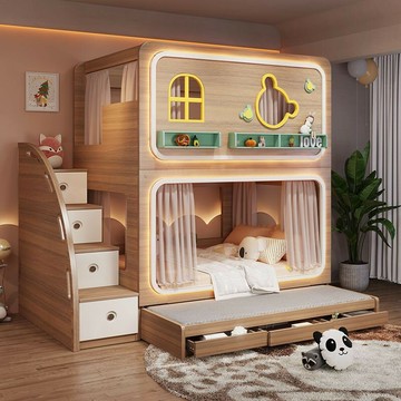 免運公司貨 樹屋床 兒童床 原木色儿童城堡公主树屋儿童床 双层床 上下床 上下铺同宽高低双层床 可開發票 全館五折 工廠現貨直銷 新品特價 z11012