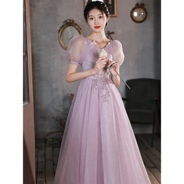 法式高端晚禮服女高級感演出服輕奢小眾主持人連衣裙生日藝考春季