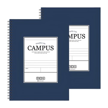 POPO FANCY Campus線圈橫線筆記本 學生辦公記事本  海軍藍  2本