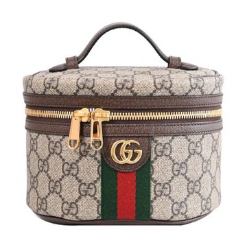 GUCCI Ophidia GG 印花皮革化妝包/萬用包(棕)