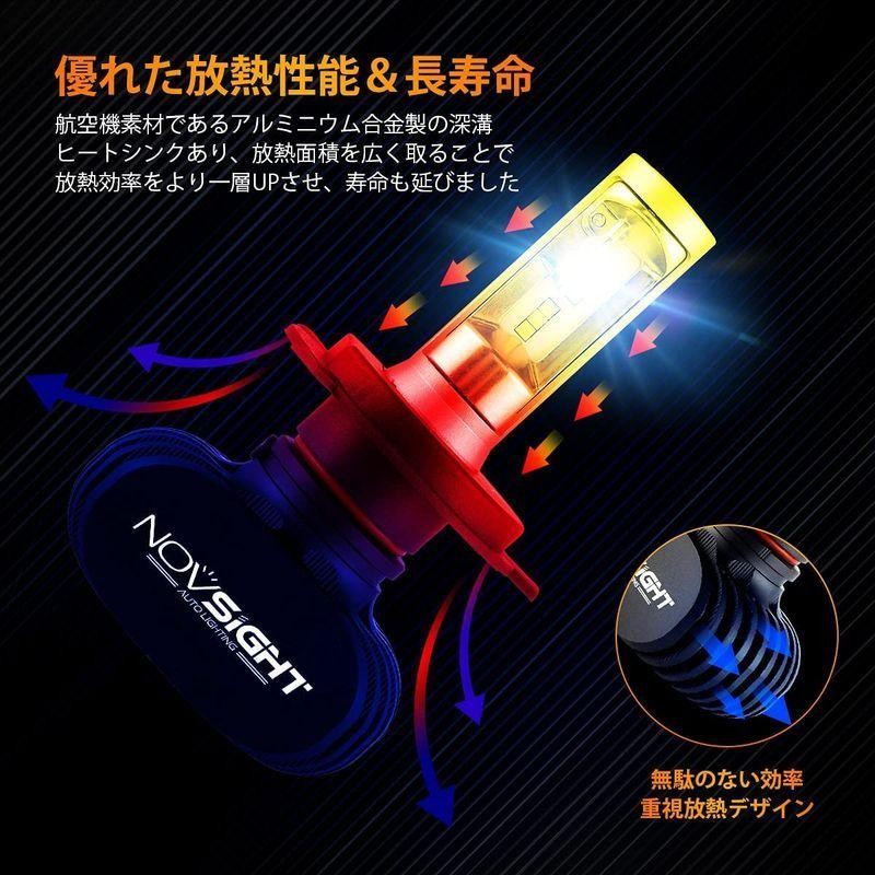 人気激安） NOVSIGHT H4hi lo 車用ledヘッドライト 50W 25Wx2 8000LM