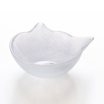 ADERIA 日製工藝 11.4cm 貓咪玻璃碗｜白貓｜單品