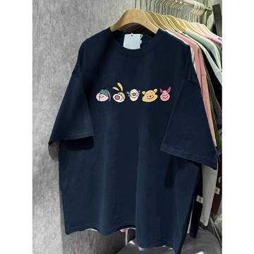 【董小姐】100%純棉上衣 美式復古上衣 oversize bf上衣 vintage短袖 恐龍印花T恤 寬鬆顯瘦上衣