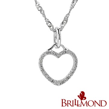 【BRILLMOND】10分 天然鑽石 白K金 全心全意鑽墜
