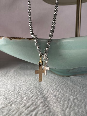 十字架 純銀 鍍白k鍊 合金 受洗禮 閨蜜