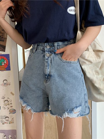 年夏季新款韓版高腰牛仔褲短褲女寬松顯瘦A字闊腿褲熱褲ins潮