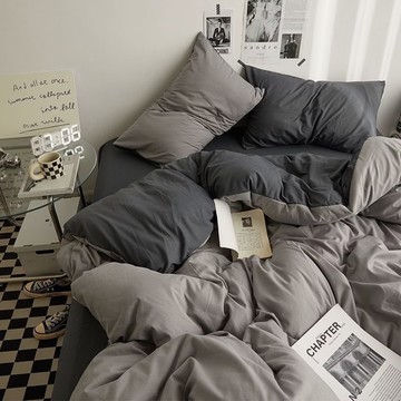 MACARON-J 薄被套 芝麻海苔 親膚透氣 簡約時尚  雙人  床包 + 枕套 2個 + 薄被套